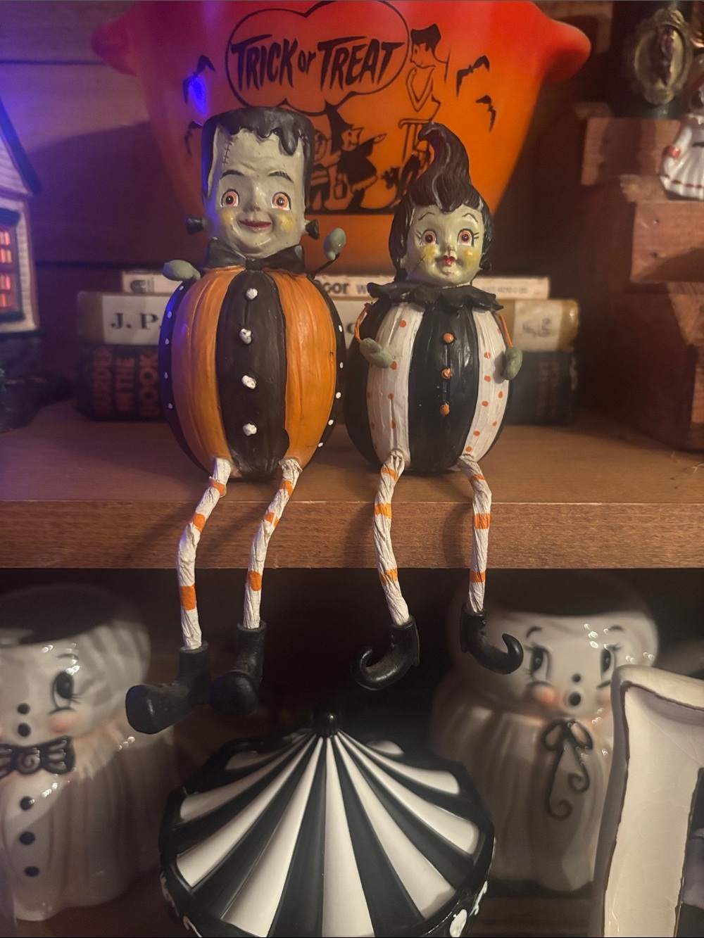 Frakenstein and Bride Johanna Parker Shelf Sitters RARE 💚 🖤